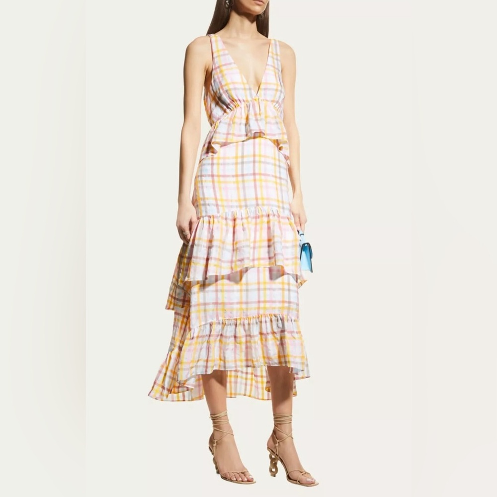NWOT $465 CINQ A SEPT Astor Plaid Poplin Maxi Dress Size 6